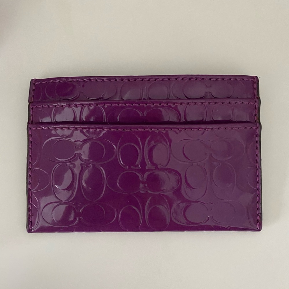 Like New Coach Purple Vinyl Card Case